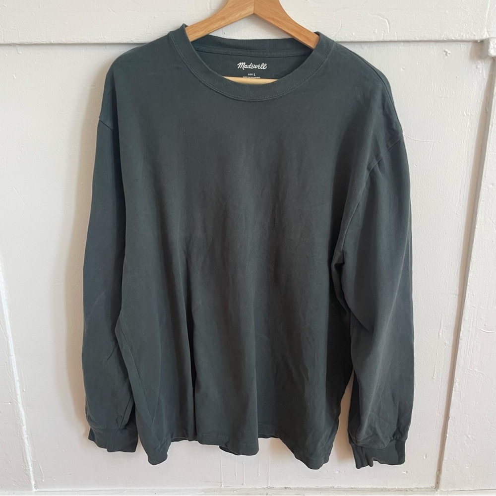 Madewell Men's Dark Green Long Sleeve Tee
